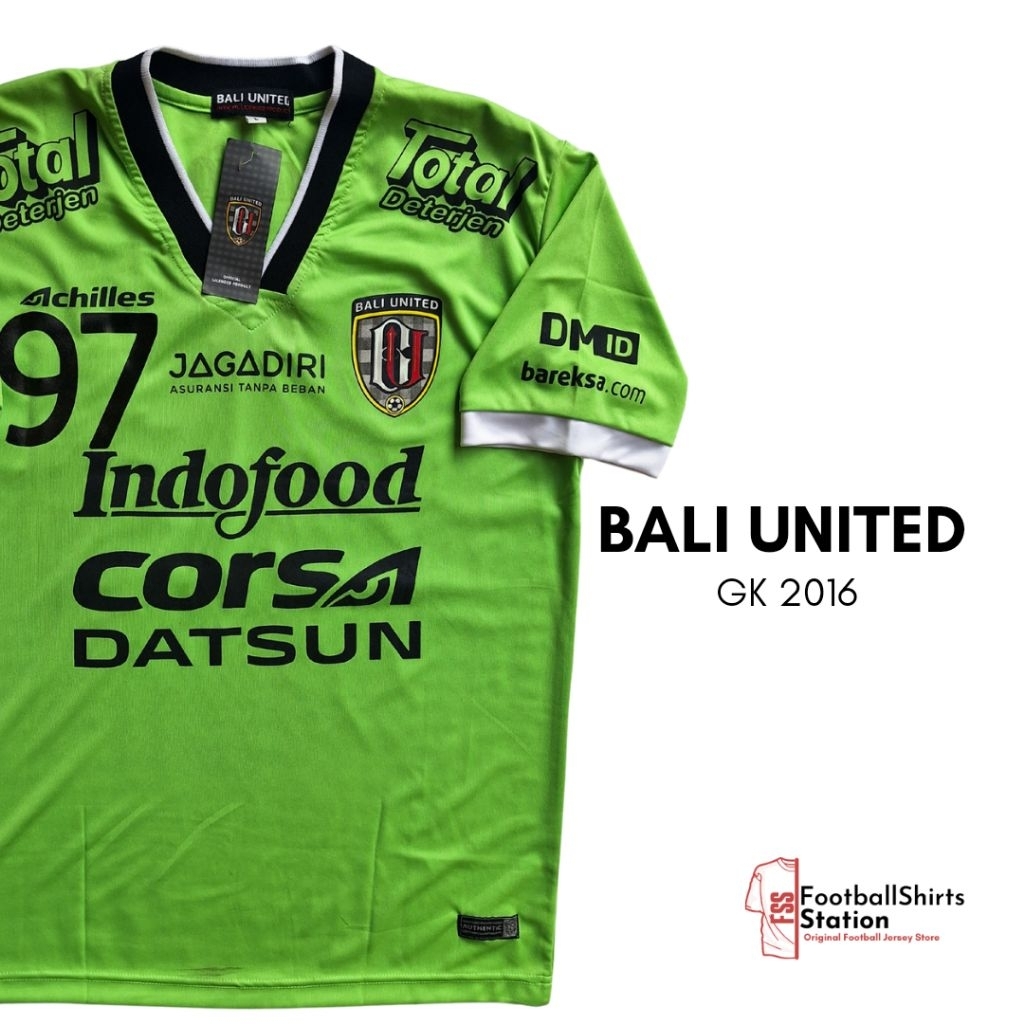 Jersey Bali United GK 2016 Green Size L Nameset M. Diky Original
