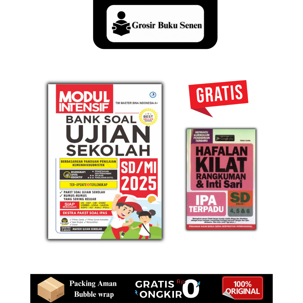BUNDLING MODUL INTENSIF BANK SOAL UJIAN SEKOLAH SD/MI 2025 - TIM MASTER BINA - KOMPAS ILMU - PLUS HA