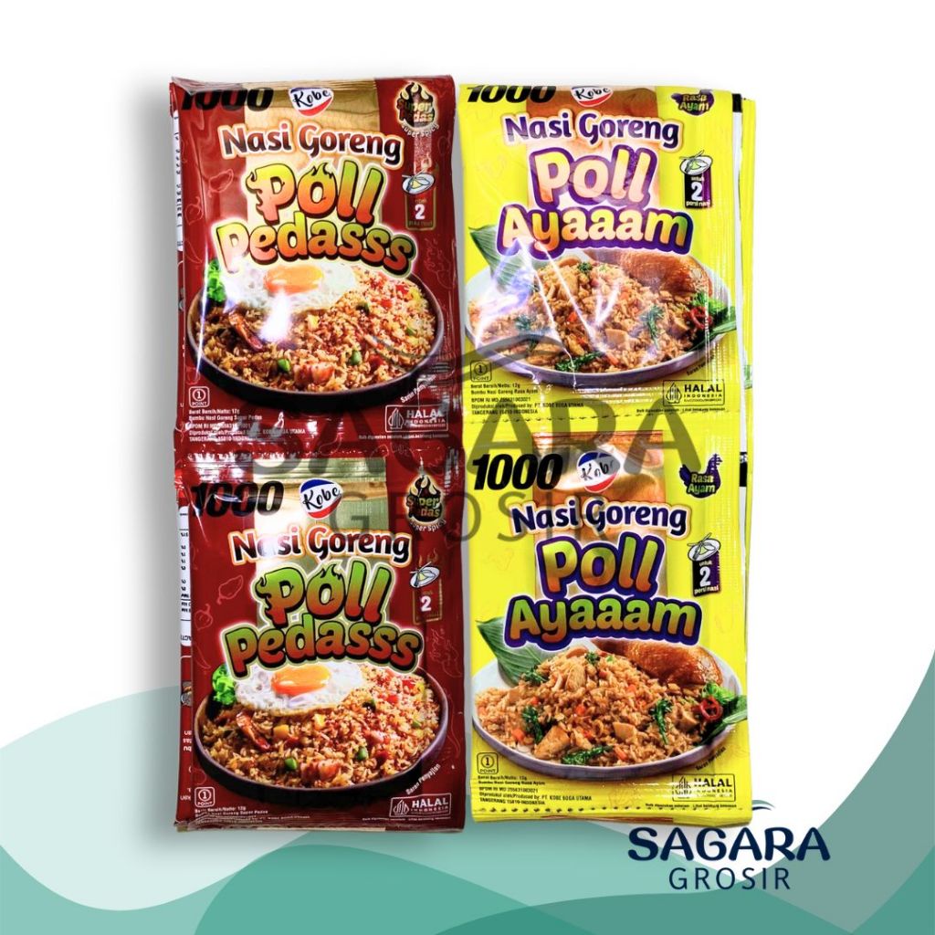 

Kobe Nasi Goreng Poll Pedasss & Ayaaam Pol Pedas Ayam 1 Renceng 12 sachet