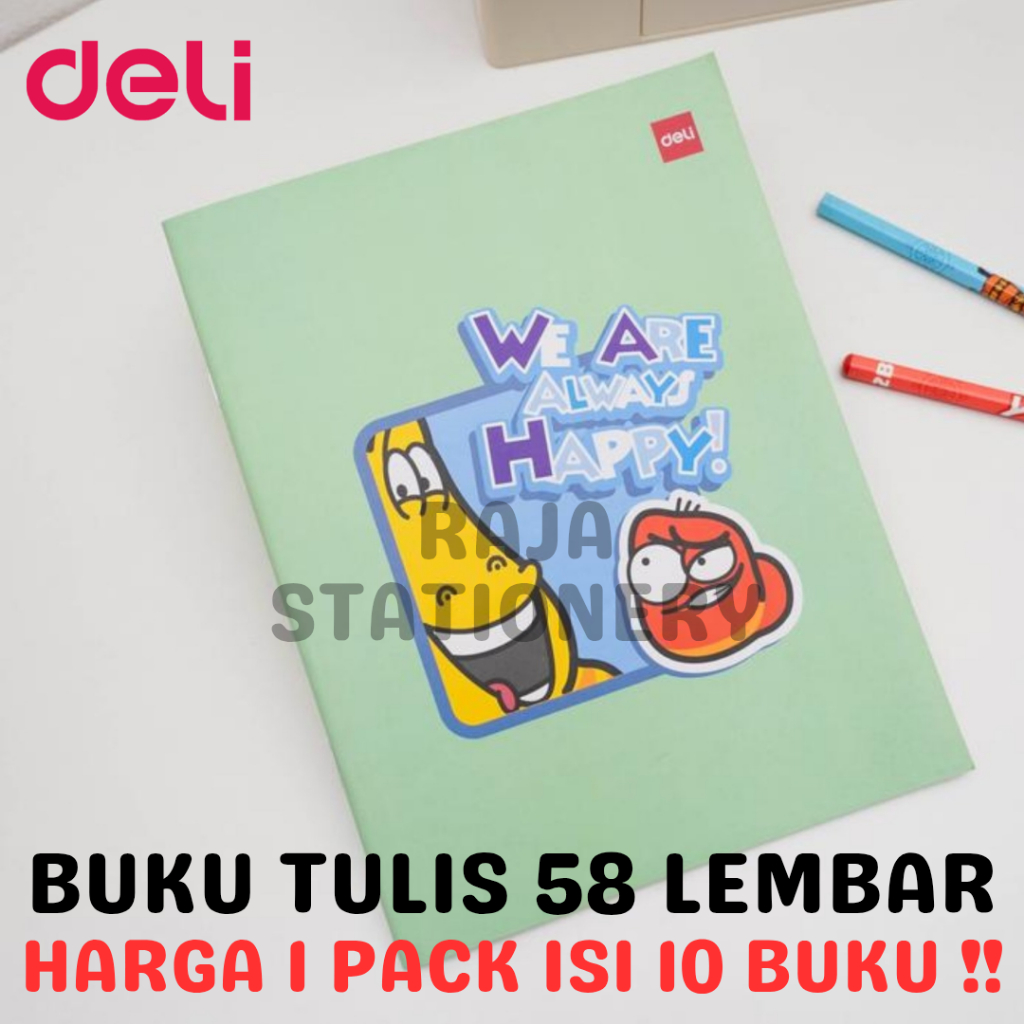 

BUKU TULIS 58 LEMBAR GARIS DELI NOTEBOOK A5 DELI 58 SHEETS BUKU TULIS ANAK PACK CNA558 [10PCS]