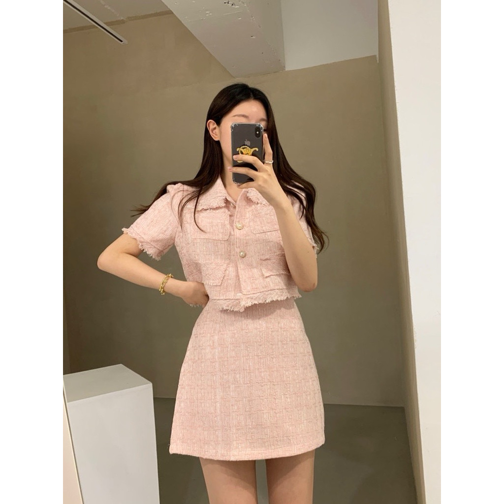 Korean Tweed Pink Set