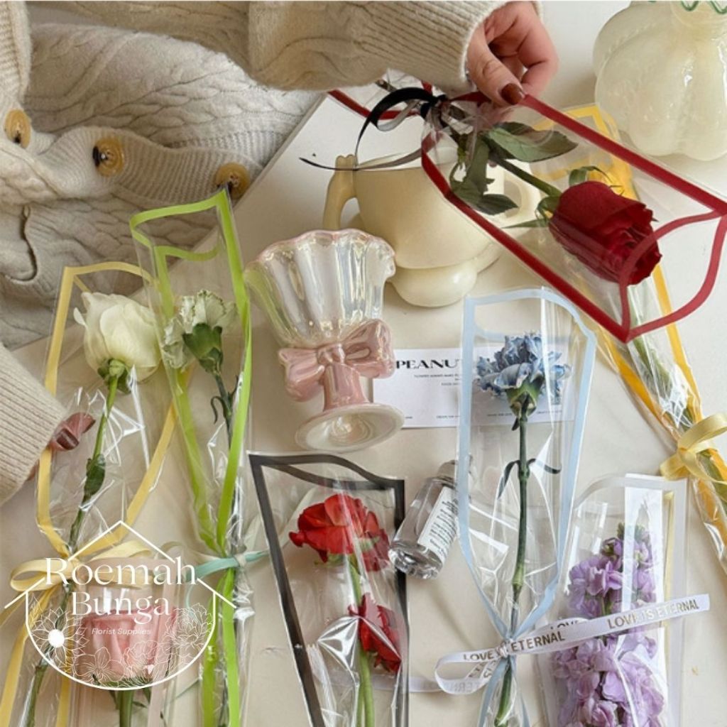 

[PACK] Plastik Bunga List Pastel Individual / Wrapping Single / Buket Transparant Pembungkus