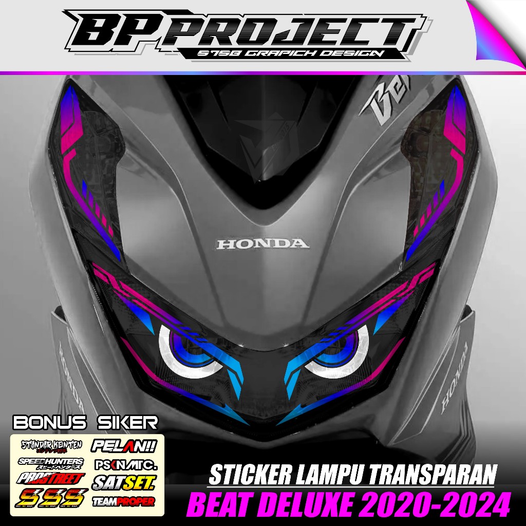 STICKER VARIASI LAMPU ALIS MOTOR BEAT DELUXE 2020 2021 2022 2023 - STICKER LAMPU ALIS DEPAN BEAT NEW