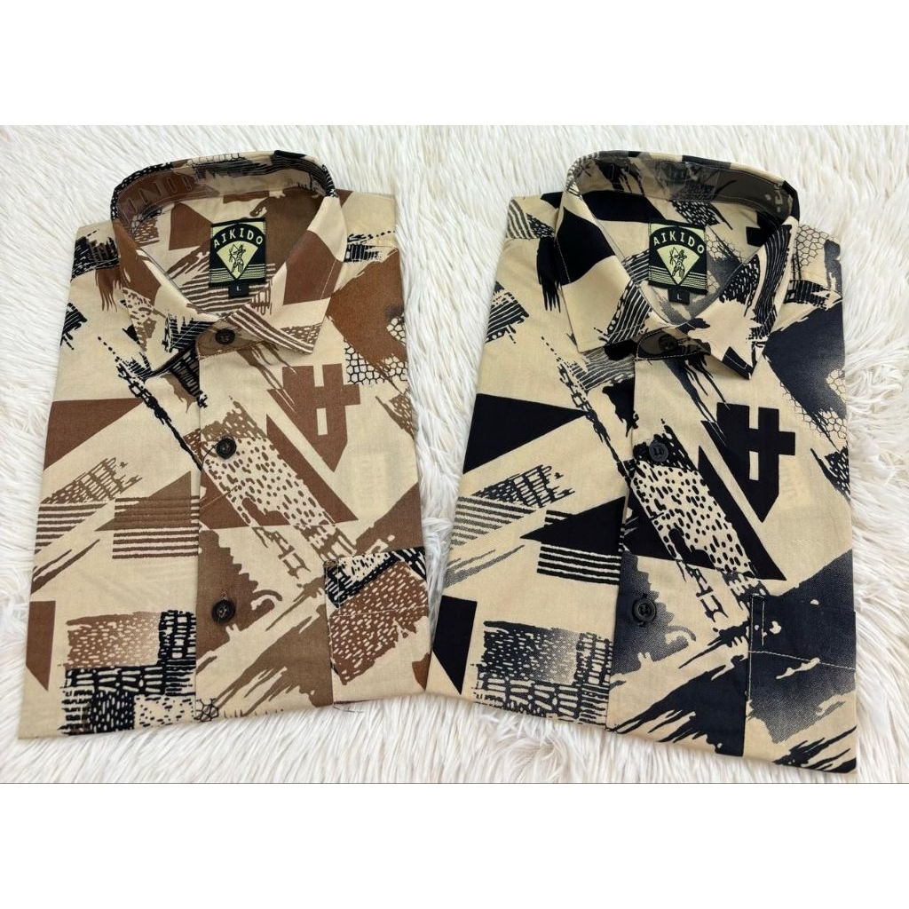 KEMEJA MOTIF PRIA MEREK AIKIDO CASUAL MOTIF