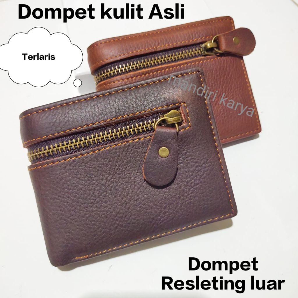 Dompet pria kulit Asli model Resleting