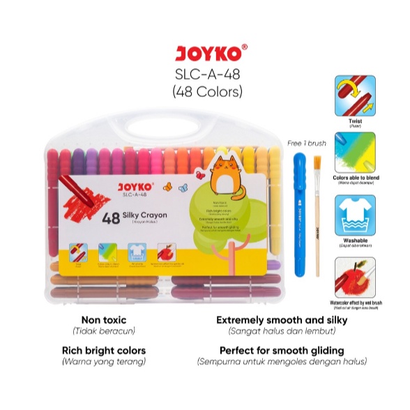 

KODE Y52V Silky Crayon Krayon Halus Joyko SLCA Warna Colors SLCA48Warna