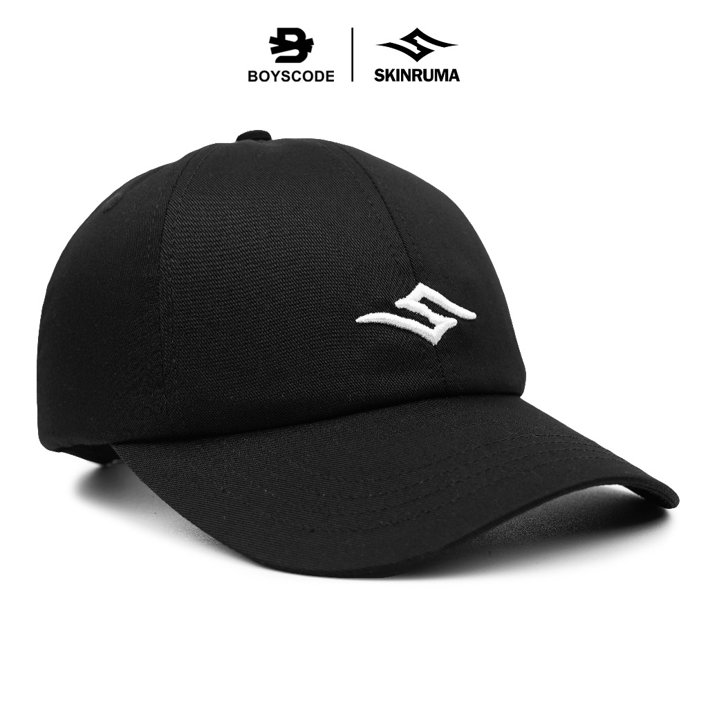 BOYSCODE Topi Baseball Polo Cap Basic Distro Pria Wanita Skinruma Big Logo Hitam