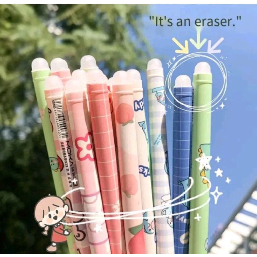 

pulpen gel karakter dapat di hapus 0.5 mm / pen alat tulis sekolah kantor bullet tip ink erasable