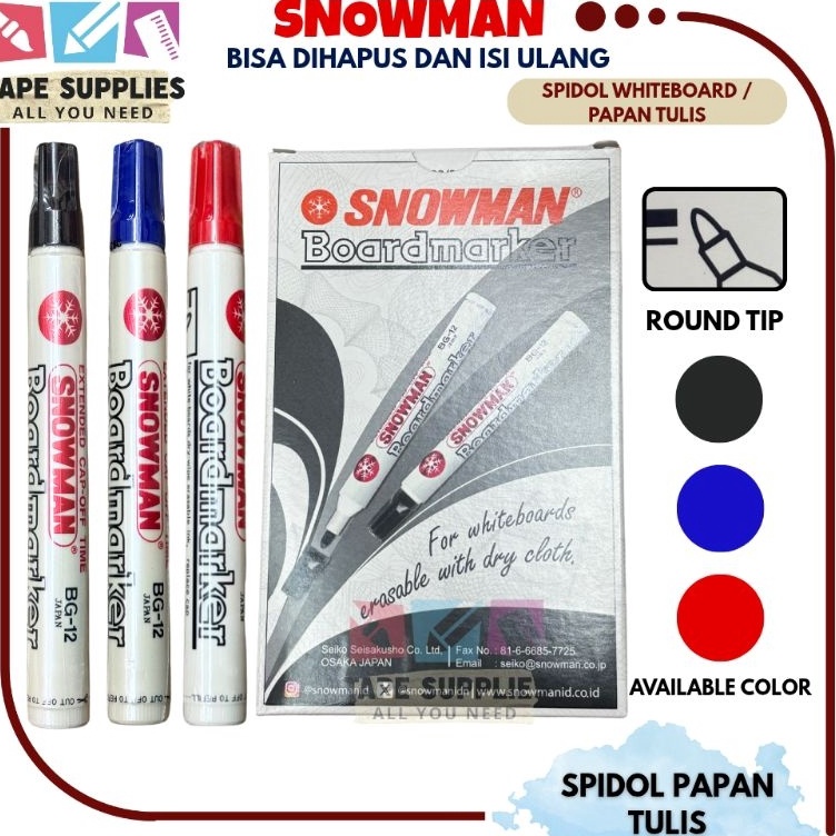 

KODE J18I 12 Pcs Spidol Snowman WHITE BOARD BG12 spidol papan tulis