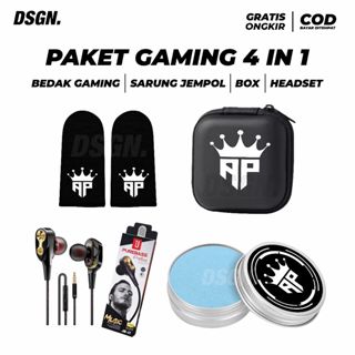 [ BISA COD ] PAKET GAMING 4 IN 1 APKING SARUNG JEMPOL / BEDAK / HEADSET / AKSESORIS GAME FREE FIRE