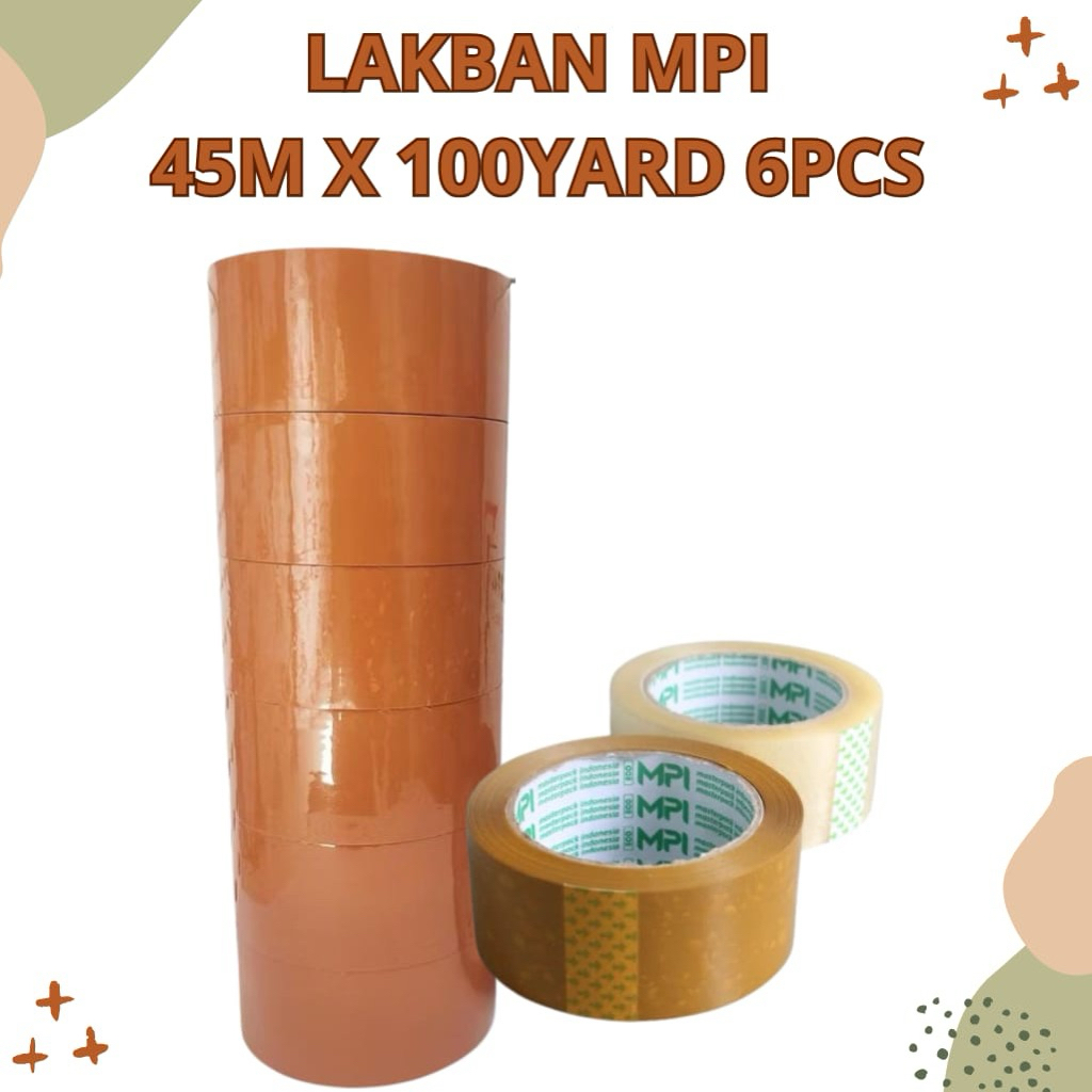 

1 SLOP(6pcs) LAKBAN Merk MPI 45mm x 100yard 100% ORIGINAL Lakban coklat lakban bening