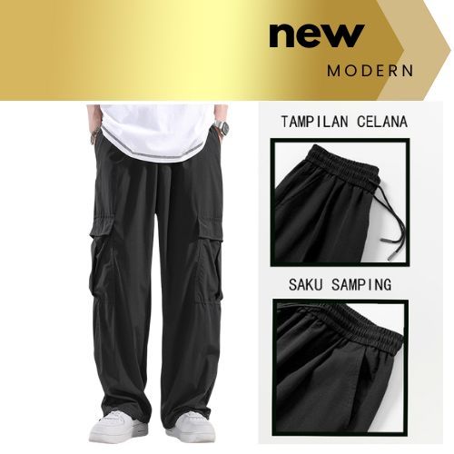 Celana Cargo Panjang Pria Hitam / Celana Cargo