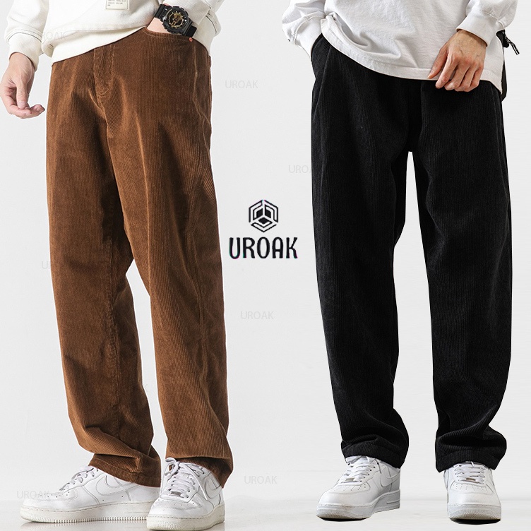 Celana corduroy pria celana corduroy longgar longgar kulot celana vintage pria fashion lurus loose p