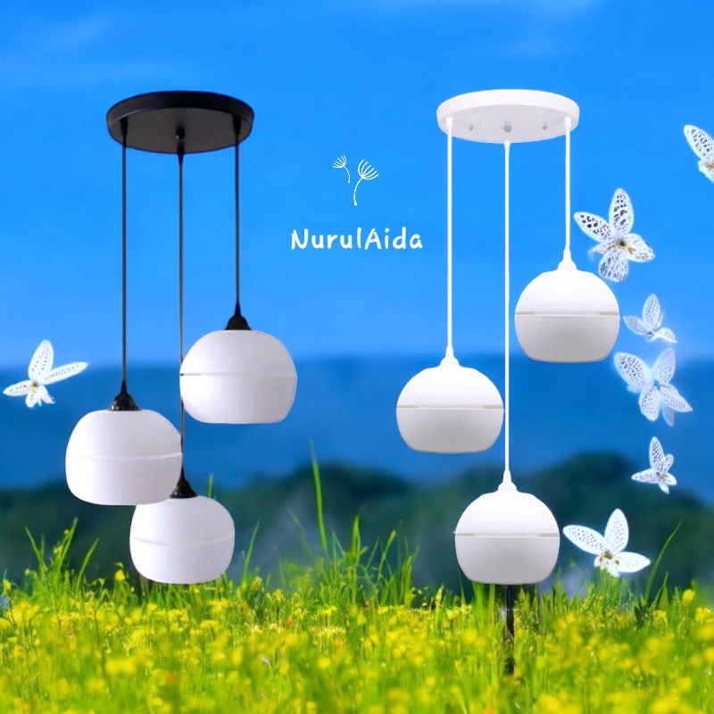 LAMPU GANTUNG MOONLIGHT 3IN1 - kap lampu gantung cabang 3 hiasan ruang tamu teras rumah dan dapur