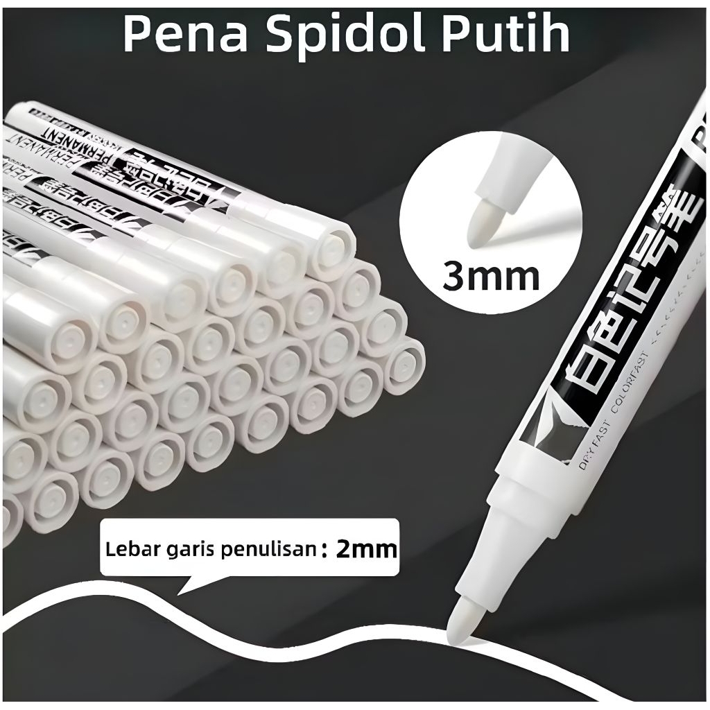 

SPIDOL PUTIH TAHAN AIR TIDAK LUNTUR UNTUK LUKISAN & GRAFITI - KEPALA TUNGGAL PULPEN GELL PUTIH DAN EMAS GELL PEN WARNA PUTIH