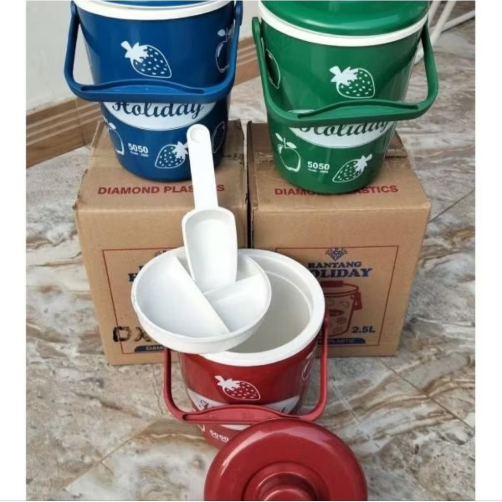 OS, TERMOS ES, TERMOS NASI MINI, MAKAN/RANTANG HOLIDAY/RICE BUCKET 2,5 LITER AIR, 1 LITER NASI