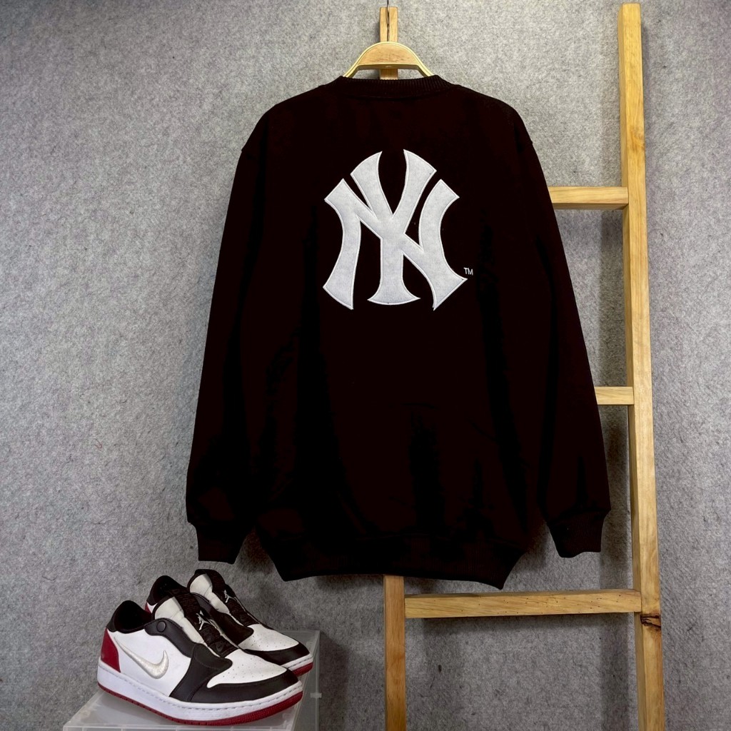 SWEATER CREWNECK NEW ERA NY NEW YORK LOGO BB BORDIR HITAM