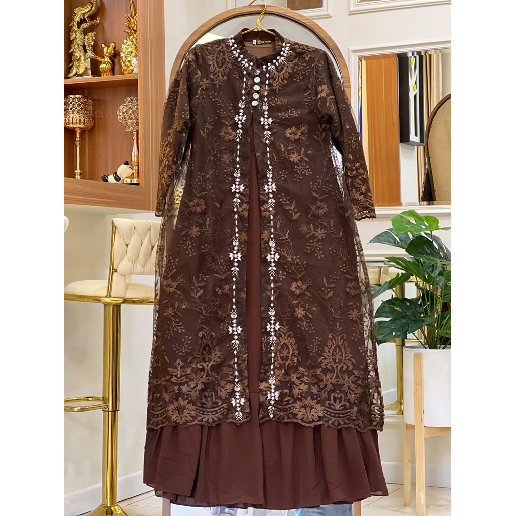 Permata Olshop / Gamis Pesta Payet Mewah / Gamis Modern / Gamis Brukat Tulle / Gamis Kondangan