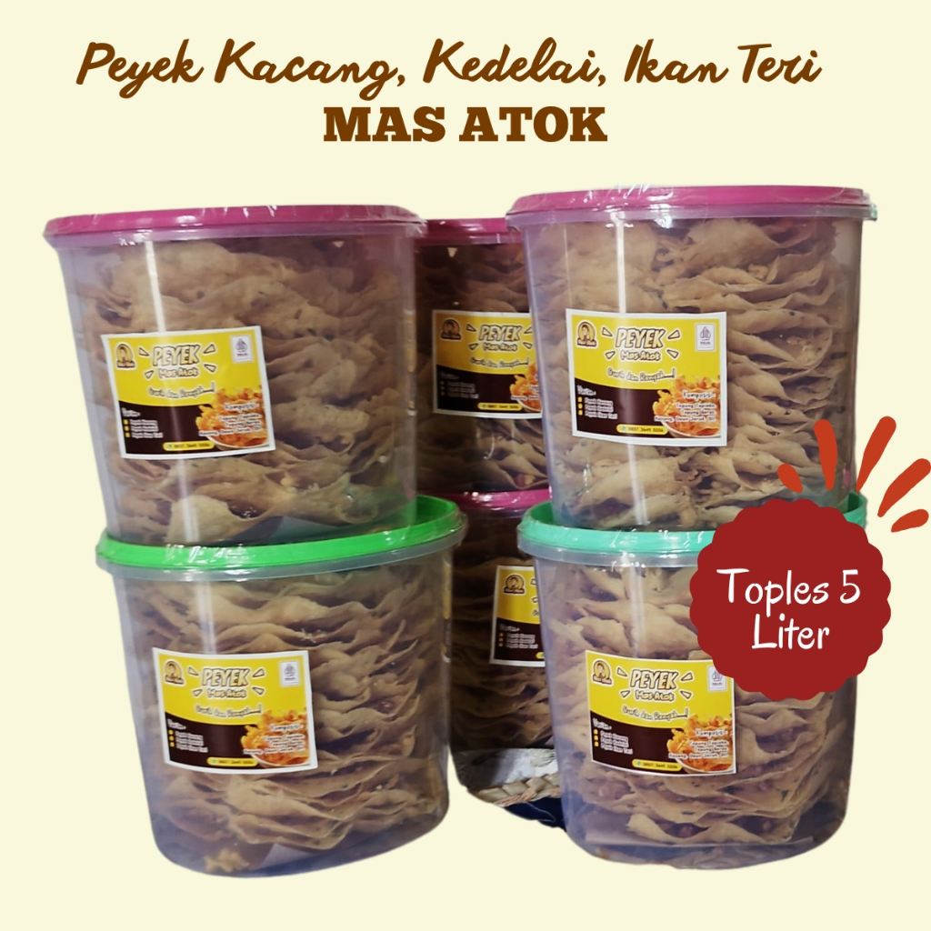

Peyek Kacang Peyek Kacang Kedelai Peyek Ikan Teri Enak Gurih Kemasan Toples 5 Liter