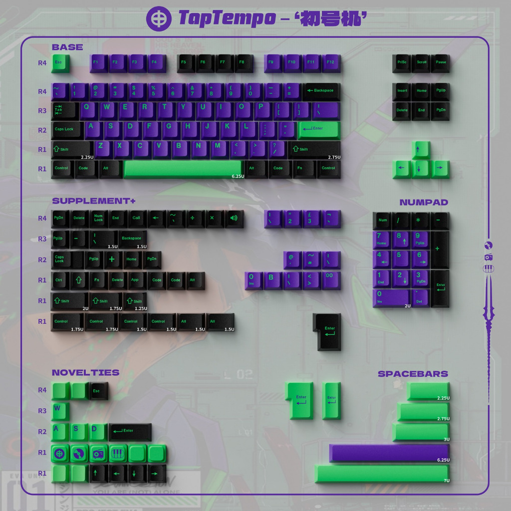 Keycaps Tap Tempo EVA 01 Double Shot Cherry Profile