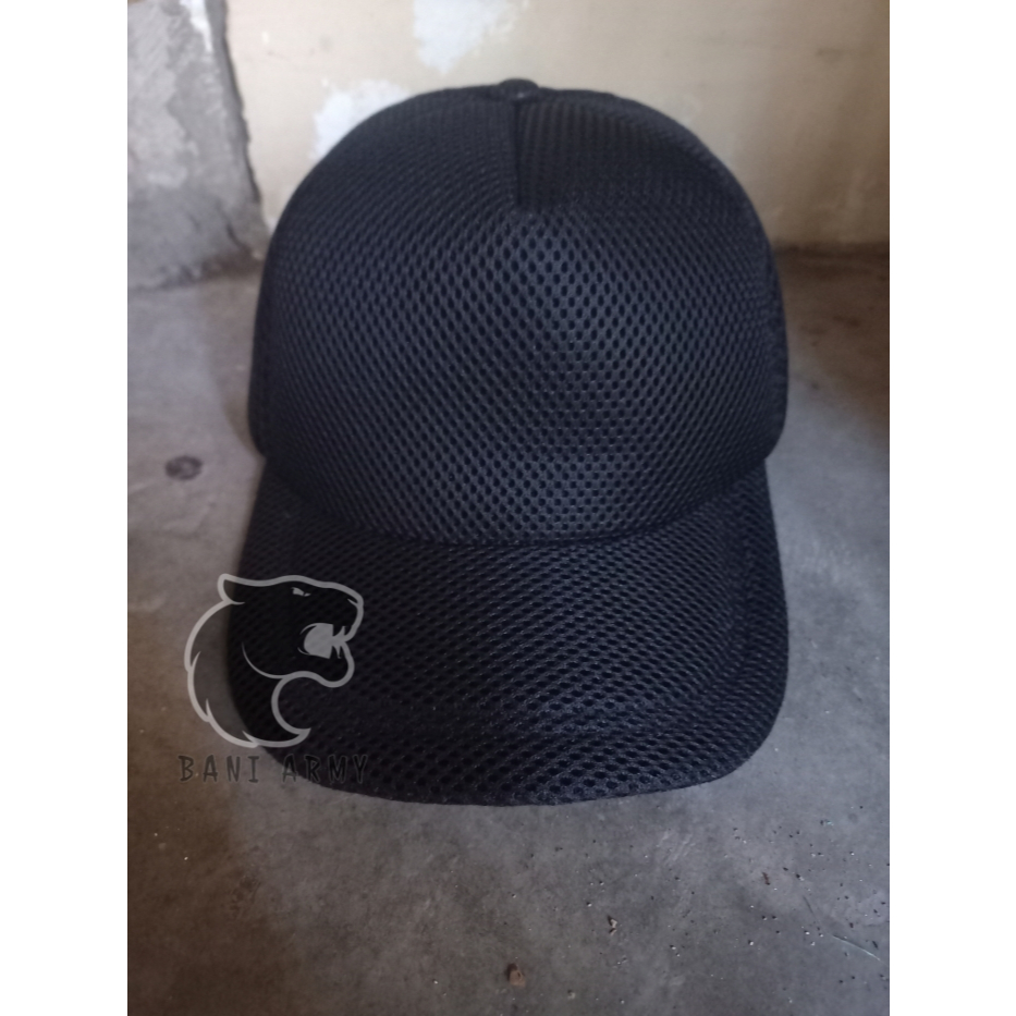 Topi Pria Polos / Topi Doublemesh / Topi Jala Hitam Polos