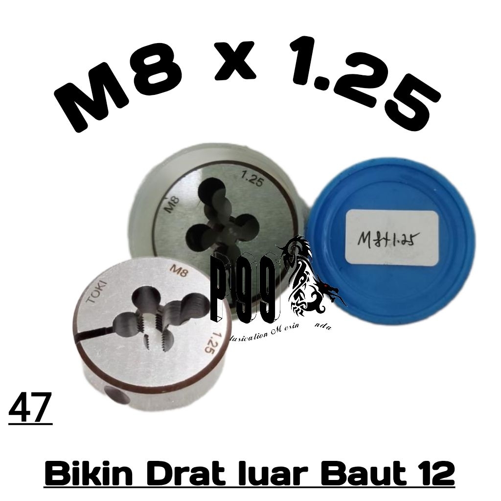 Mata senai M8 x 1.25 Baut 12 | Adjustable Round Dies Senai M8x1.25 Toki Sney Senay Snai Bikin Drat U