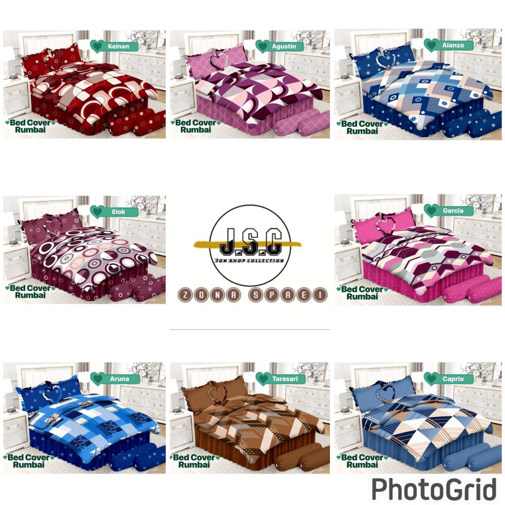 EMILIA BY BONITA_ Bedcover set rumbai ukuran 180x200 motif terbaru