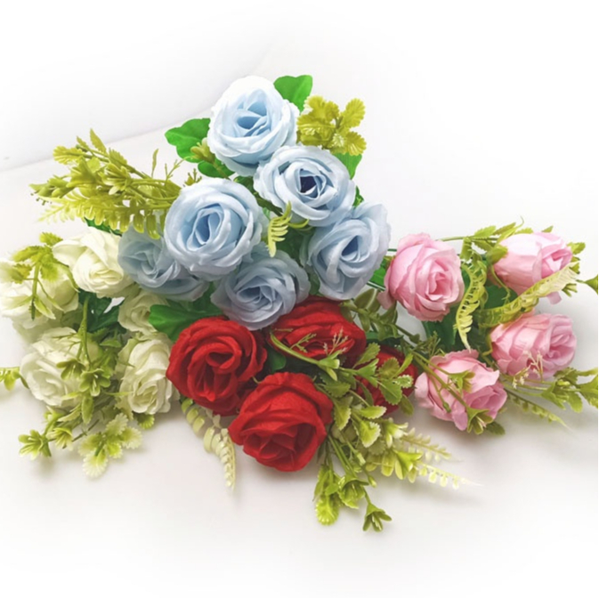 Bunga Mawar Plastik 6 Kuntum Rose Artificial Bunga Palsu Import