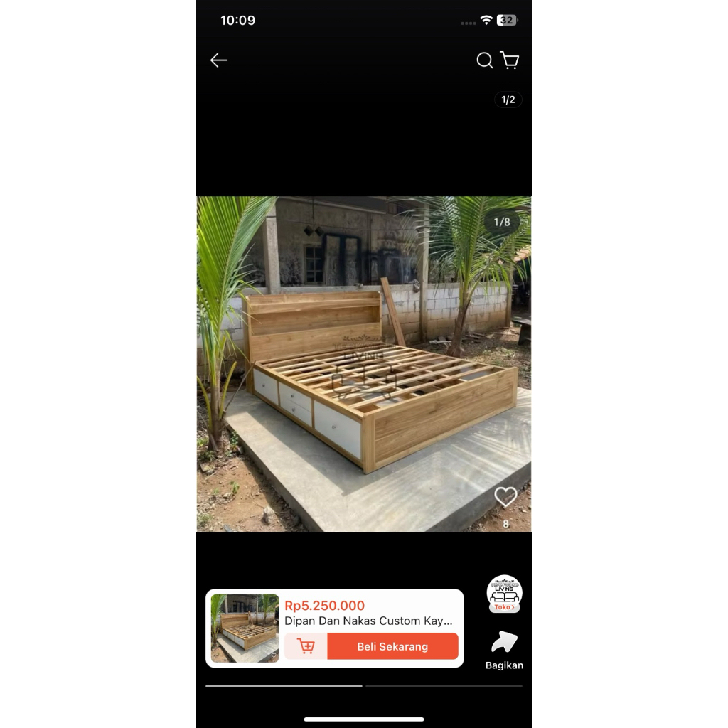 Headbord Dipan Kayu Jati 160x200