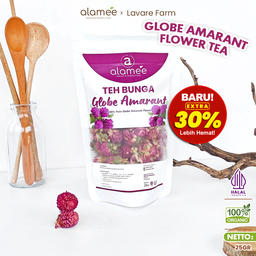 

ALAMEE Teh Bunga Globe Amaranth Kering Tea Herbal Organik Dried Flower 25gr BUMA