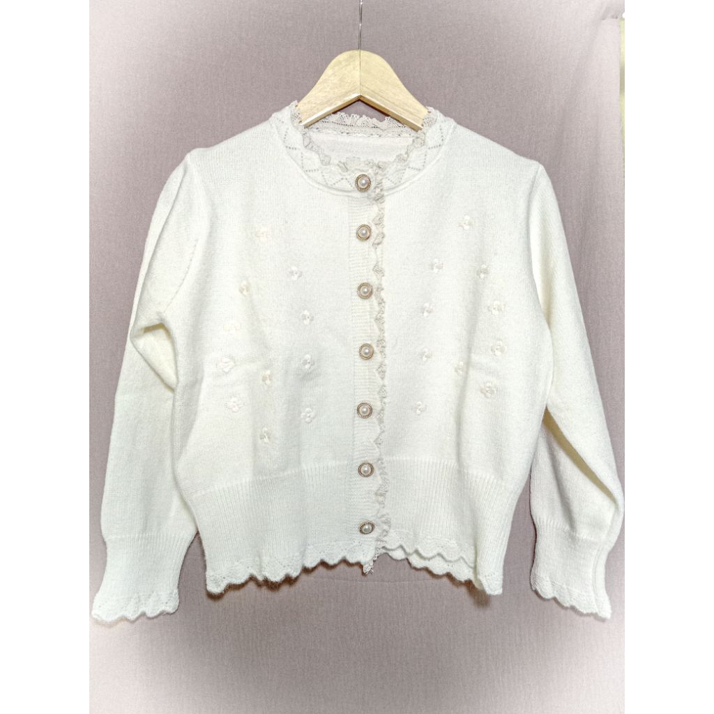 CARDIGAN RAJUT WANITA -LENGAN PANJANG IMPOR motif bunga bunga