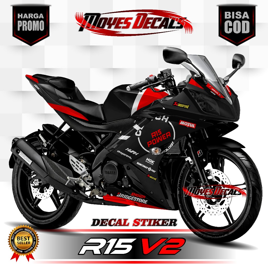 Stiker R15 V2/Decal Fullbody R15 Motif Power Hitam MYS1690