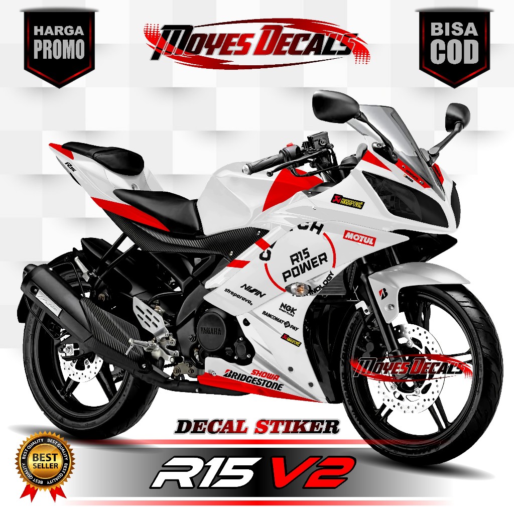 Stiker R15 Fullbody/Decal New R15 V2 Motif Power Putih MYS1692