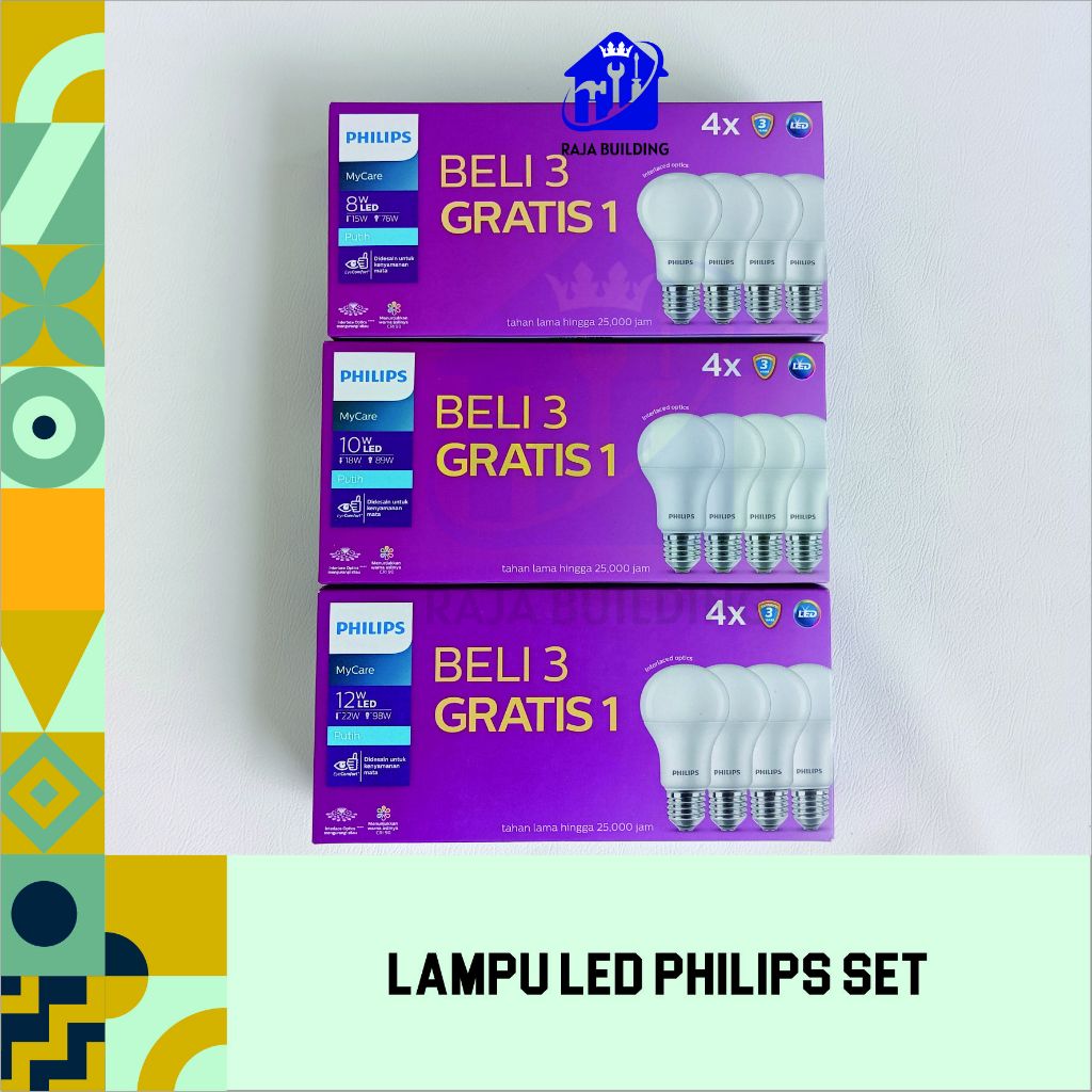 LAMPU LED PHILIPS SET 8W/LAMPU LED PHILIPS SET 10W/LAMPU LED PHILIPS SET 12W/LAMPU LED PHILIPS SET/L