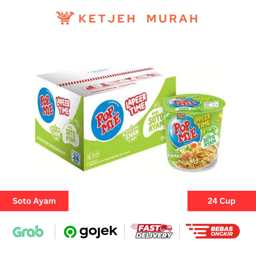 

Pop Mie Mie Instant Rasa Soto Ayam Jumbo 1 Dus isi 24 Pcs