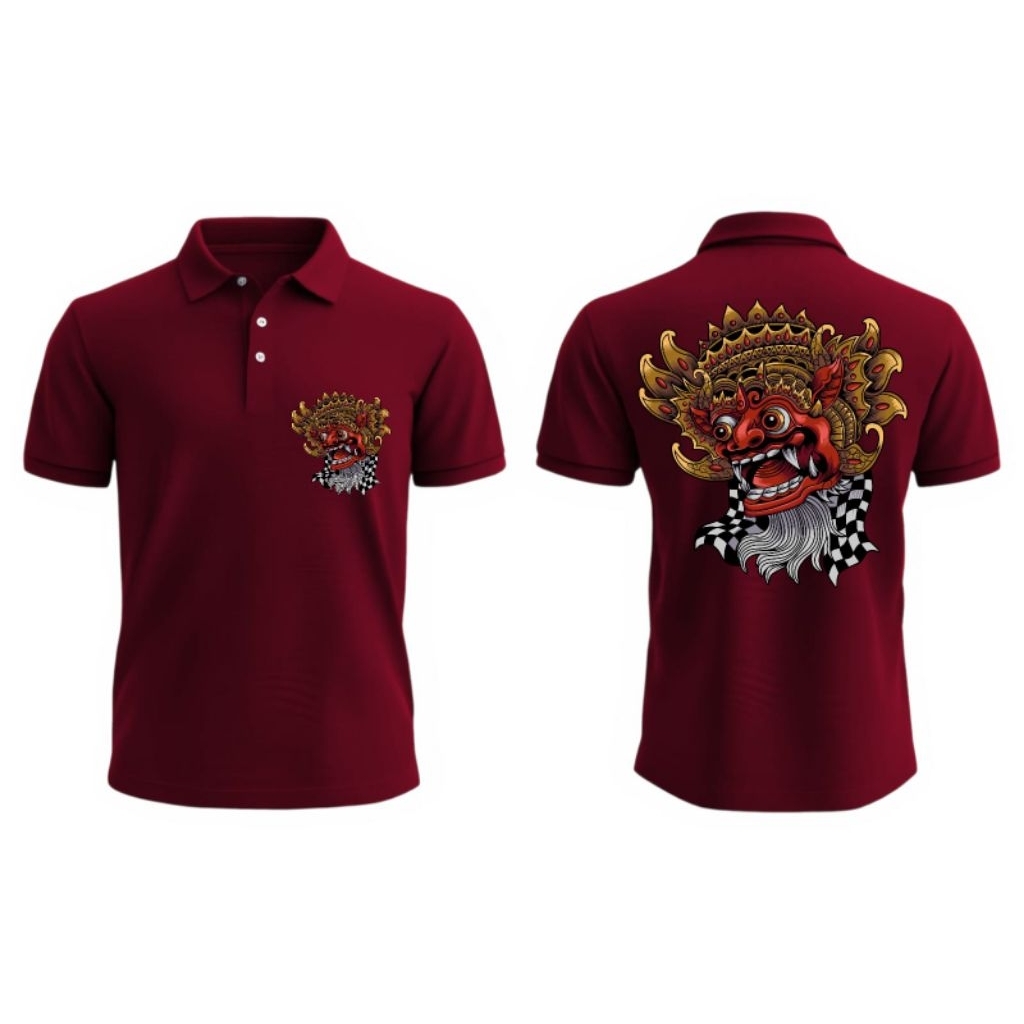 ALPHA - KAOS DISTRO OBLONG kerah pria Jumbo katun batik BALI BARONG KECAK