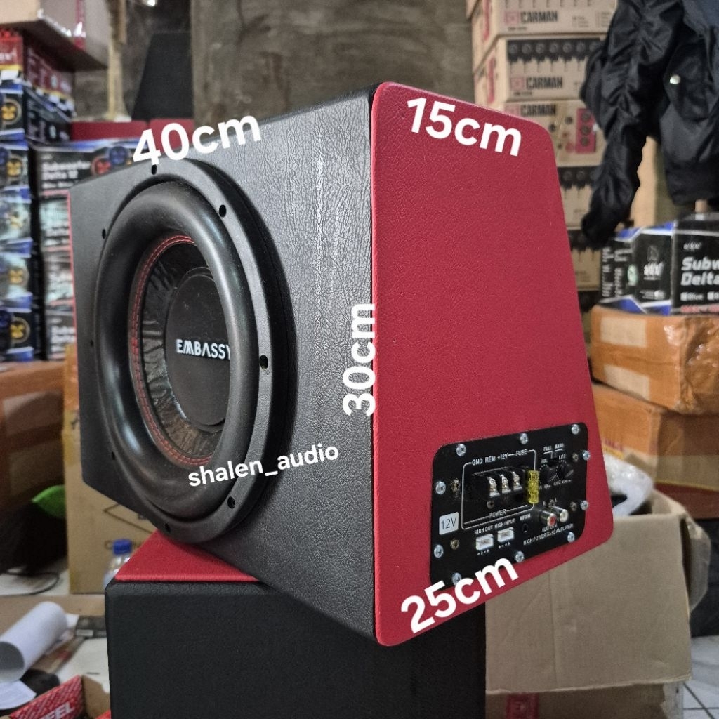 Speaker Subwoofer ACTIVE BASS BOX 10inch (Mobil) EMBASSY ES-1044 12volt Max 500 watt Universal