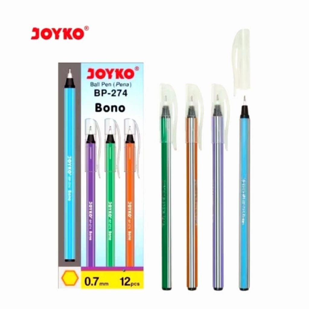

Pulpen Joyko BP-274 0,7mm / Pulpen Joyko Bono BP-274 Dijual ( 1 Pak= 12 PCS dan ECER= 6 PCS )