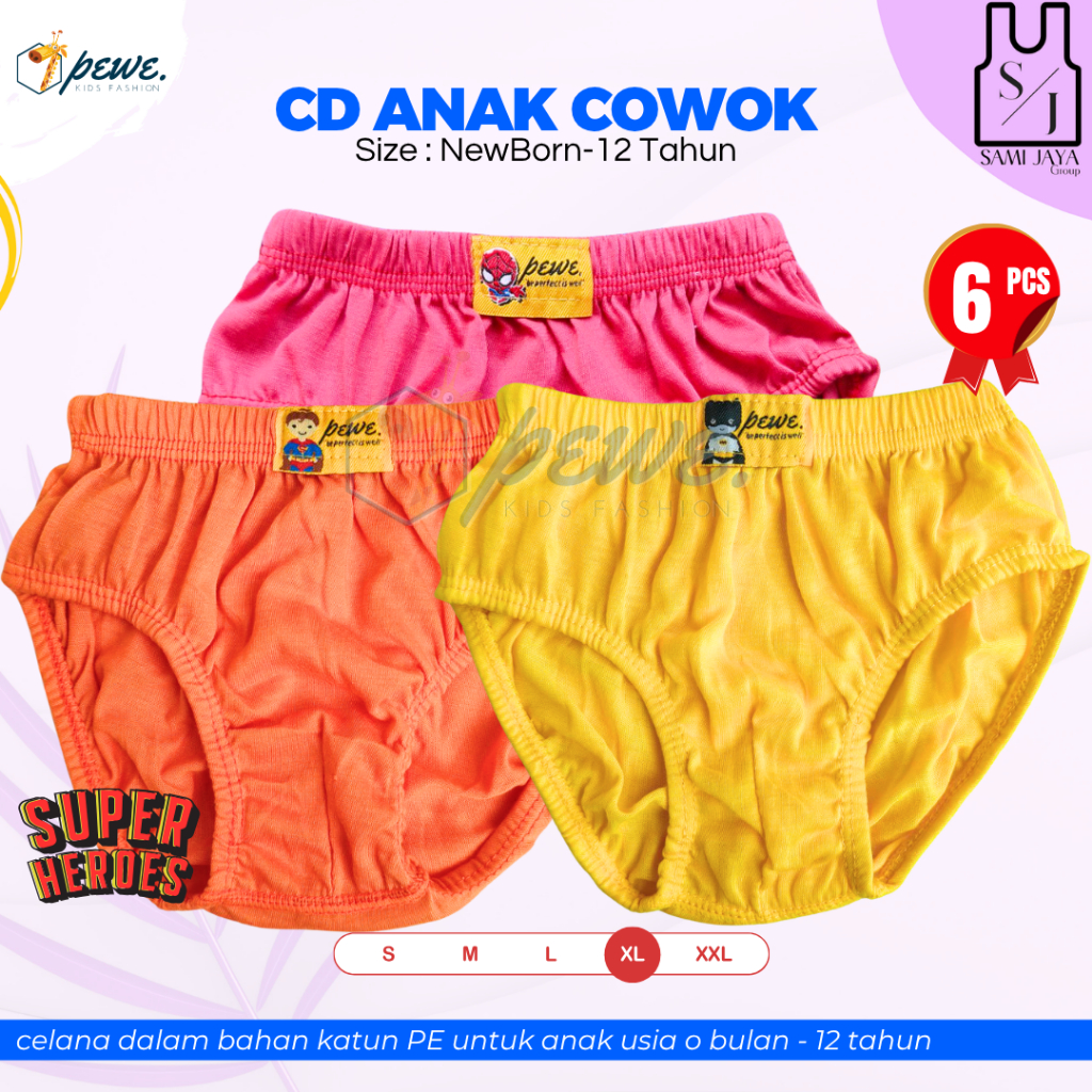 6 Pcs  Celana Dalam Polos Anak Cowok - clana dalam - Celana Dalam Anak Laki Sempak Anak Cowok Model 