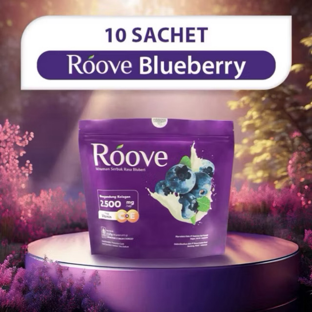

PROMO TERMURAH!! ROOVE COLLAGEN Blueberry 1 Pouch 20 Sachet Kolagen Sendi Kecantikan Kulit Glowing