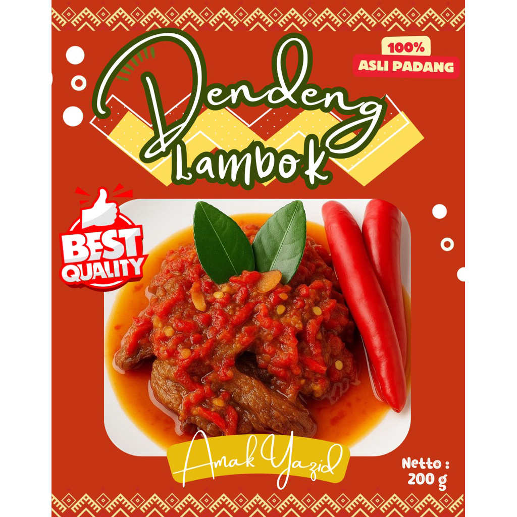 

DENDENG BATOKOK AMAK YAZID - DENDENG LAMBOK 200 GR - DENDENG INSTAN ASLI PADANG