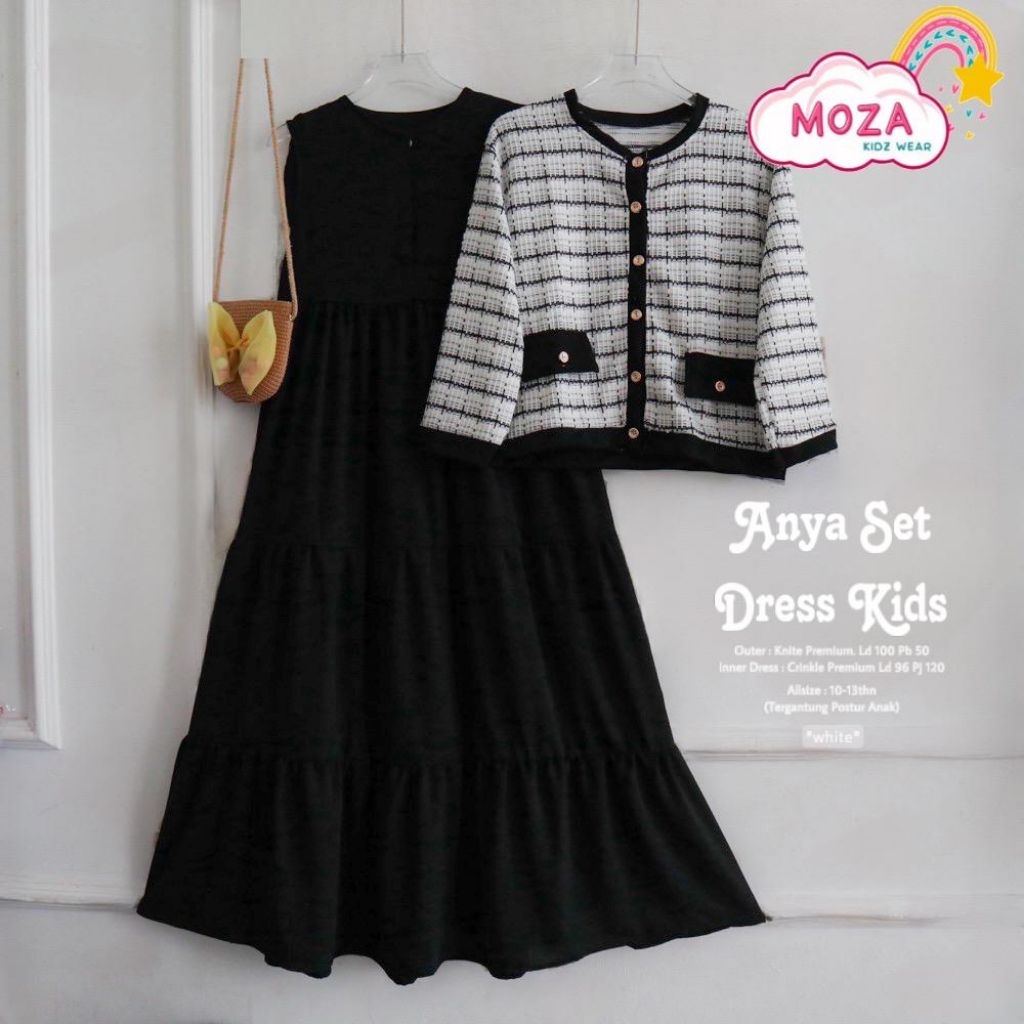 ANYA DRESS SET OUTER ANAK PEREMPUAN USIA 9-13 TAHUN BAHAN KNIT DAN CRINKLE HQ