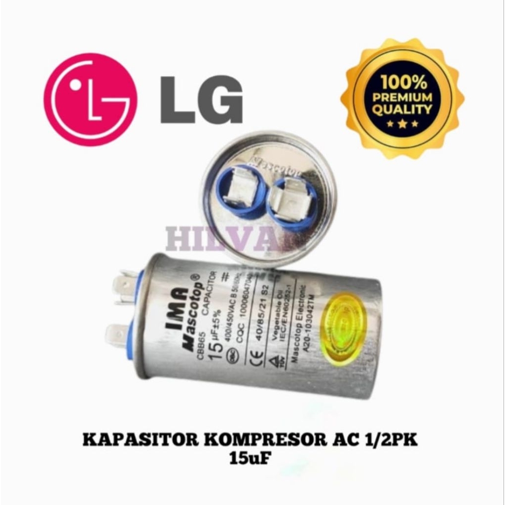 KAPASITOR COMPRESOR AC 1/2pk 15uF LG ORIGINAL IMA
