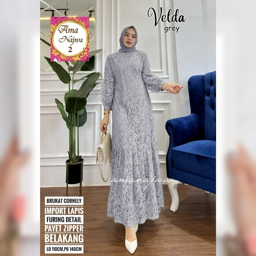 VELDA MAXY BY AMA NAJWA maxy dress gamis gaun brokat