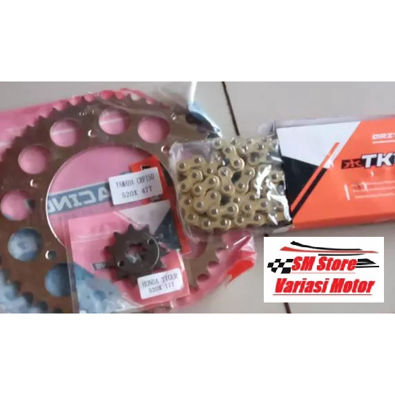 GEAR SET TK 520 HONDA CRF 150L & RANTAI TK 520 HS GOLD