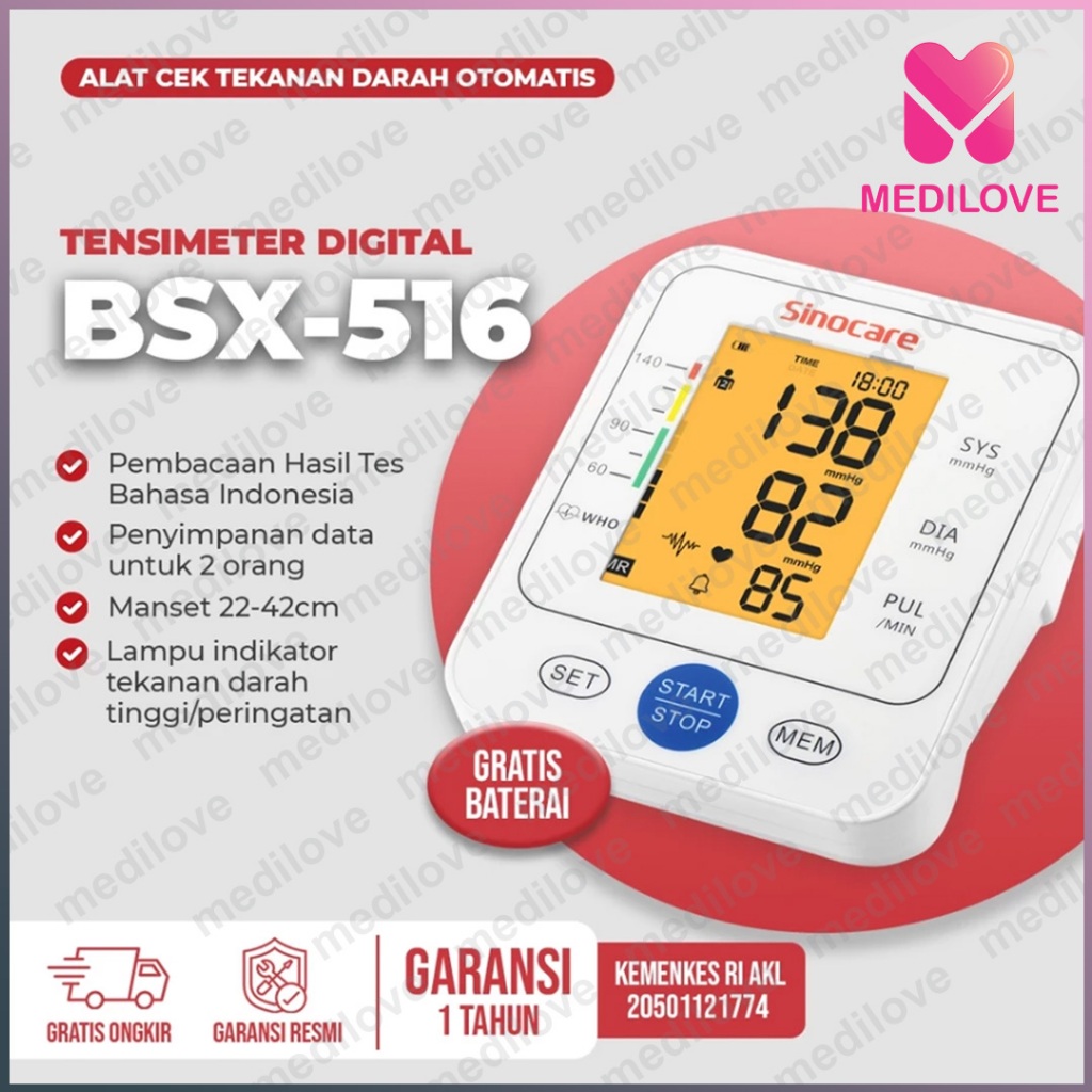 SInocare Tensimeter Digital + Suara BSX-516 Tensimeter Sinocare Dengan Suara Tipe BSX 516