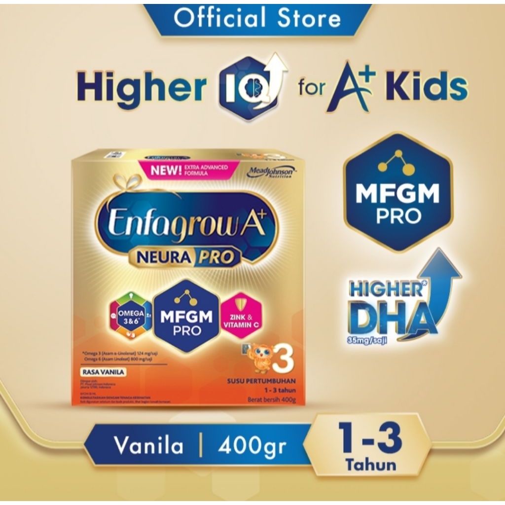 

Enfagrkow A+ 3 susu bubuk pertumbuhan anak 1-3 tahun vanila 400 g
