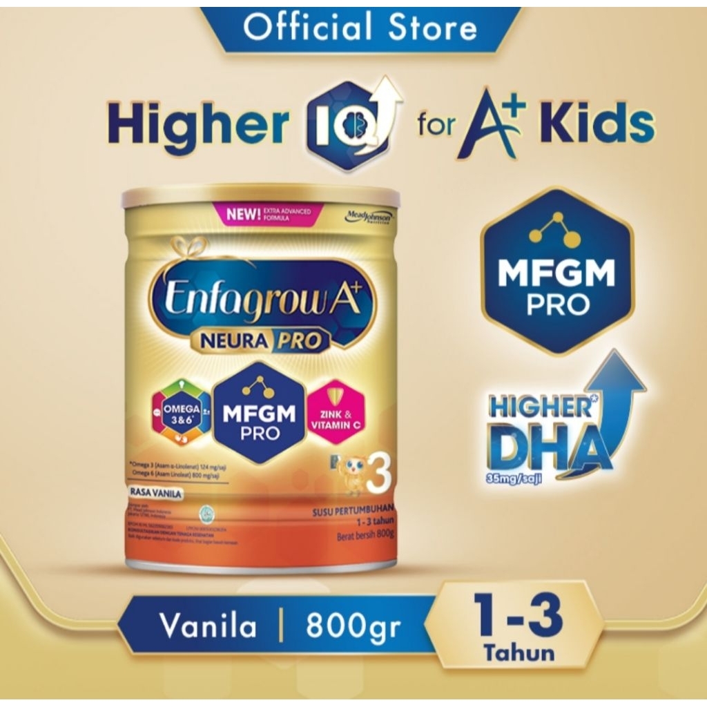 

Enfagrow A+ 3 susu bubuk pertumbuhan anak 1-3 tahun vanila 800 g