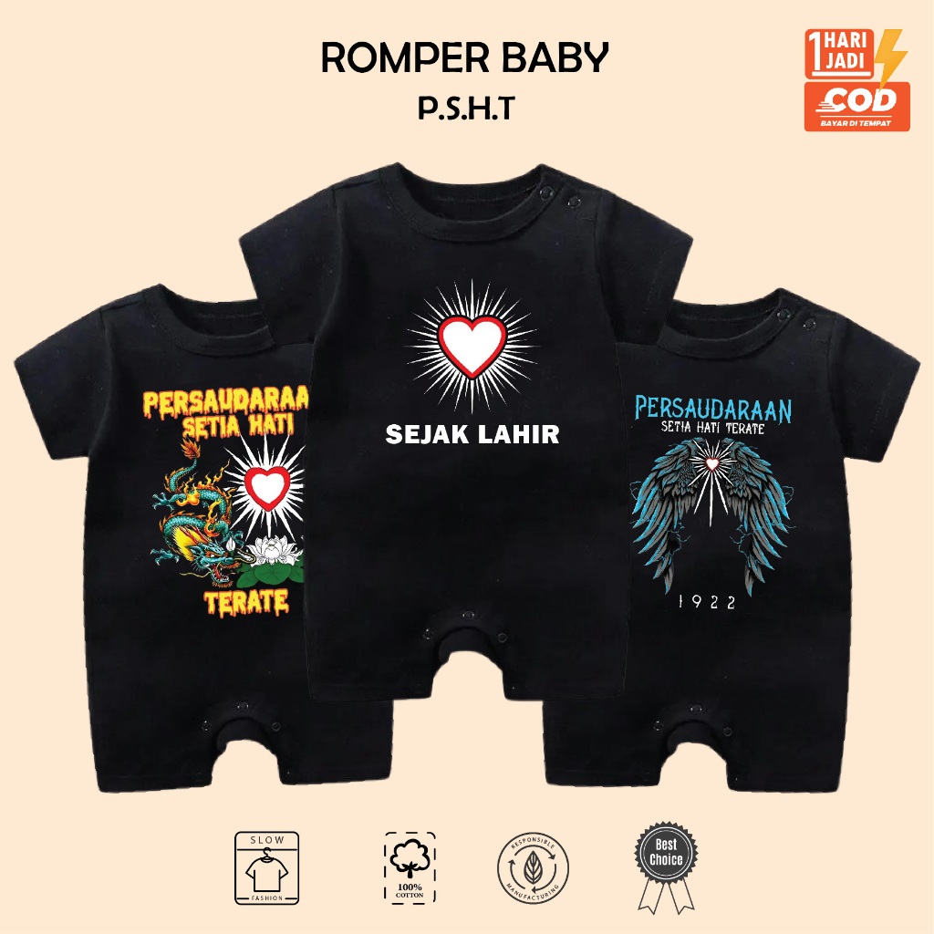 Baju Bayi Jumper Baby PSHT PERSAUDARAAN SETIA HATI TERATE 1922 Kaos Anak Silat Karate Pagar Nusa Rom