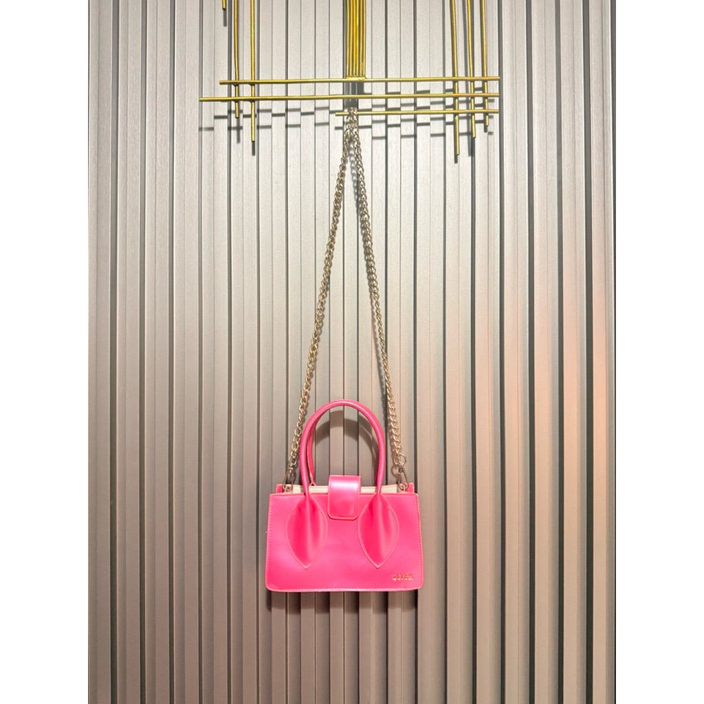 Preloved Tas Zorra Pink Metallic Shoulder / Hand Bag